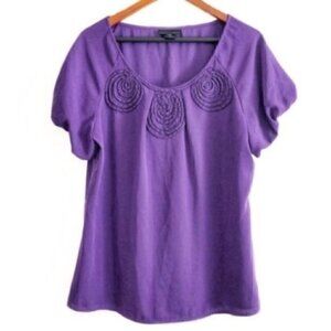 Apostrophe Top L Rosette Beaded Spiral Purple Office Low Maintenance Everyday